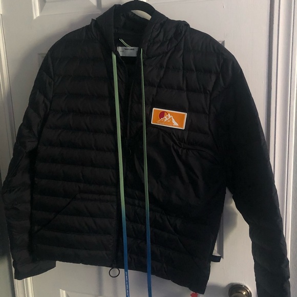 Off White Navy Down Packable Puffer Jacket - Picture 1 of 10